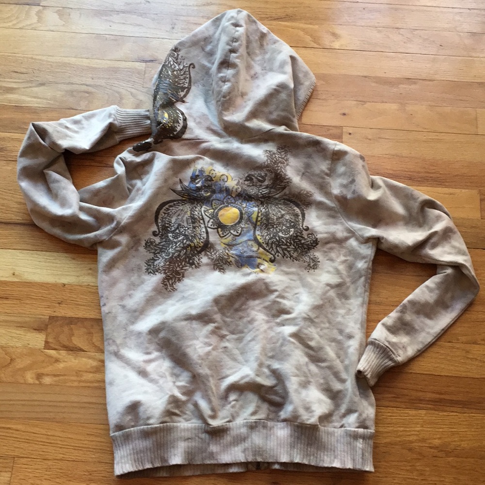 Live & let live  taupebeige hoodie/metallic copper